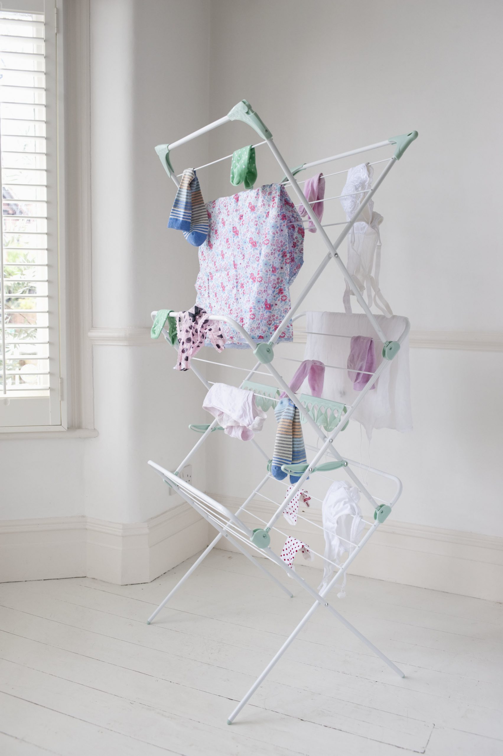 Clothes on laundry airer